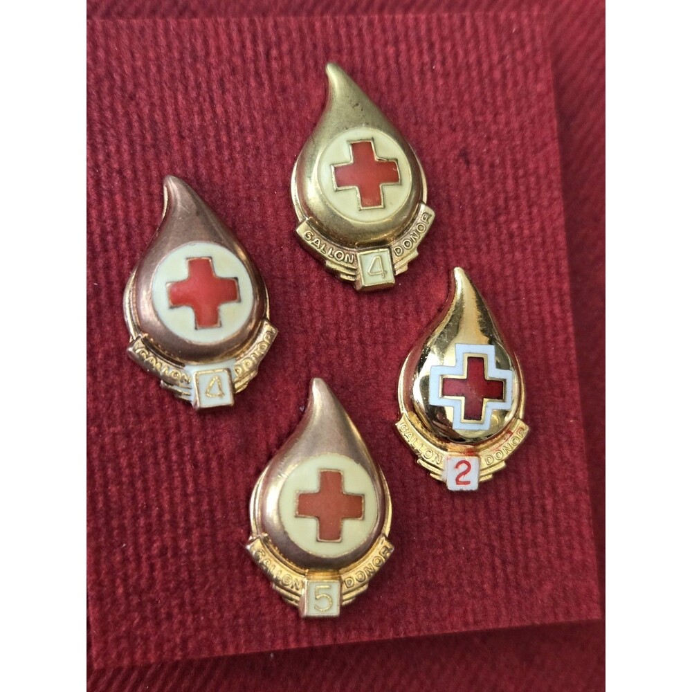 American Red Cross Vintage Droplet Blood Donor Lapel Pin Lot